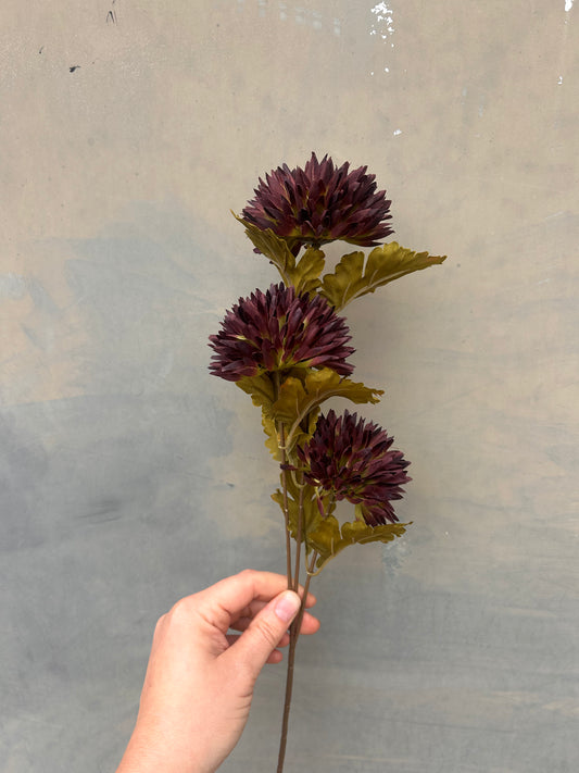 Faux Chrysanthemum Stem – Deep Plum