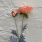 Faux Coral Poppy Stem