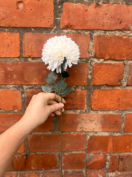 Faux Chrysanthemum Stem – White