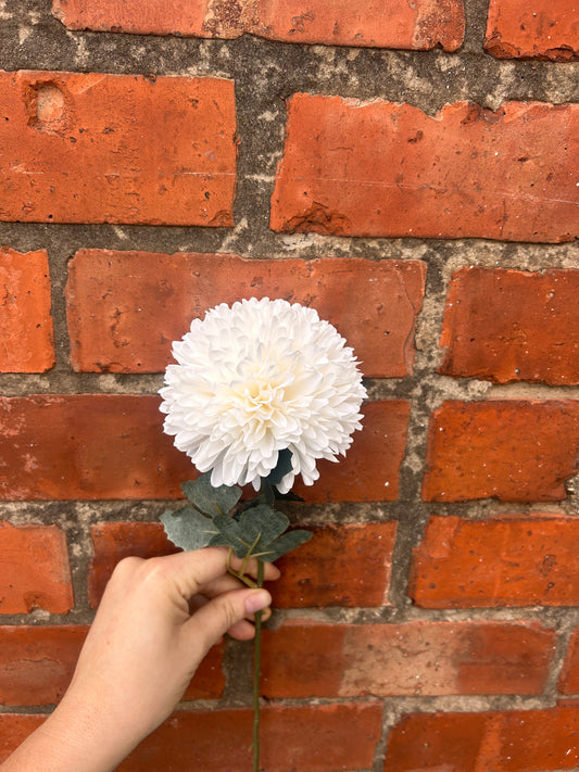 Faux Chrysanthemum Stem – White