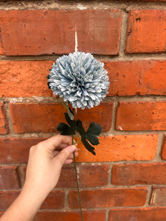 Faux Chrysanthemum Stem – Dusty Blue