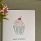 Hand Illustrated Cupcake Happy Birthday Card