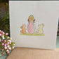 Hand Illustrated Girl with Bunny & Bear Card