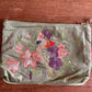 Velvet Hand Embroidered Zip Pouch – Cockatoo (Sage)