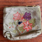 Mini Velvet Hand Embroidered Pouch – Cockatoo (Sage)