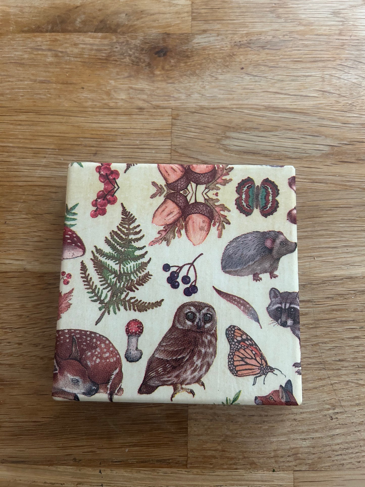 Handmade Woodland Ceramic Coasters- Set of 4