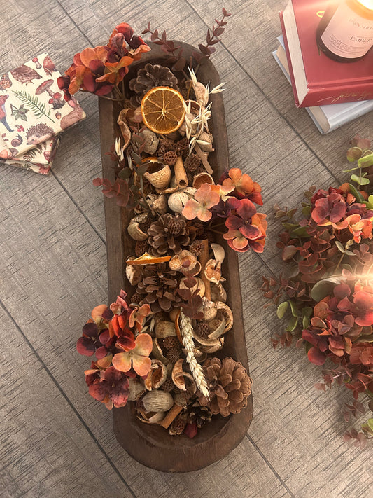Large Autumn Hydrangea Potpourri Botanical Dough Bowl