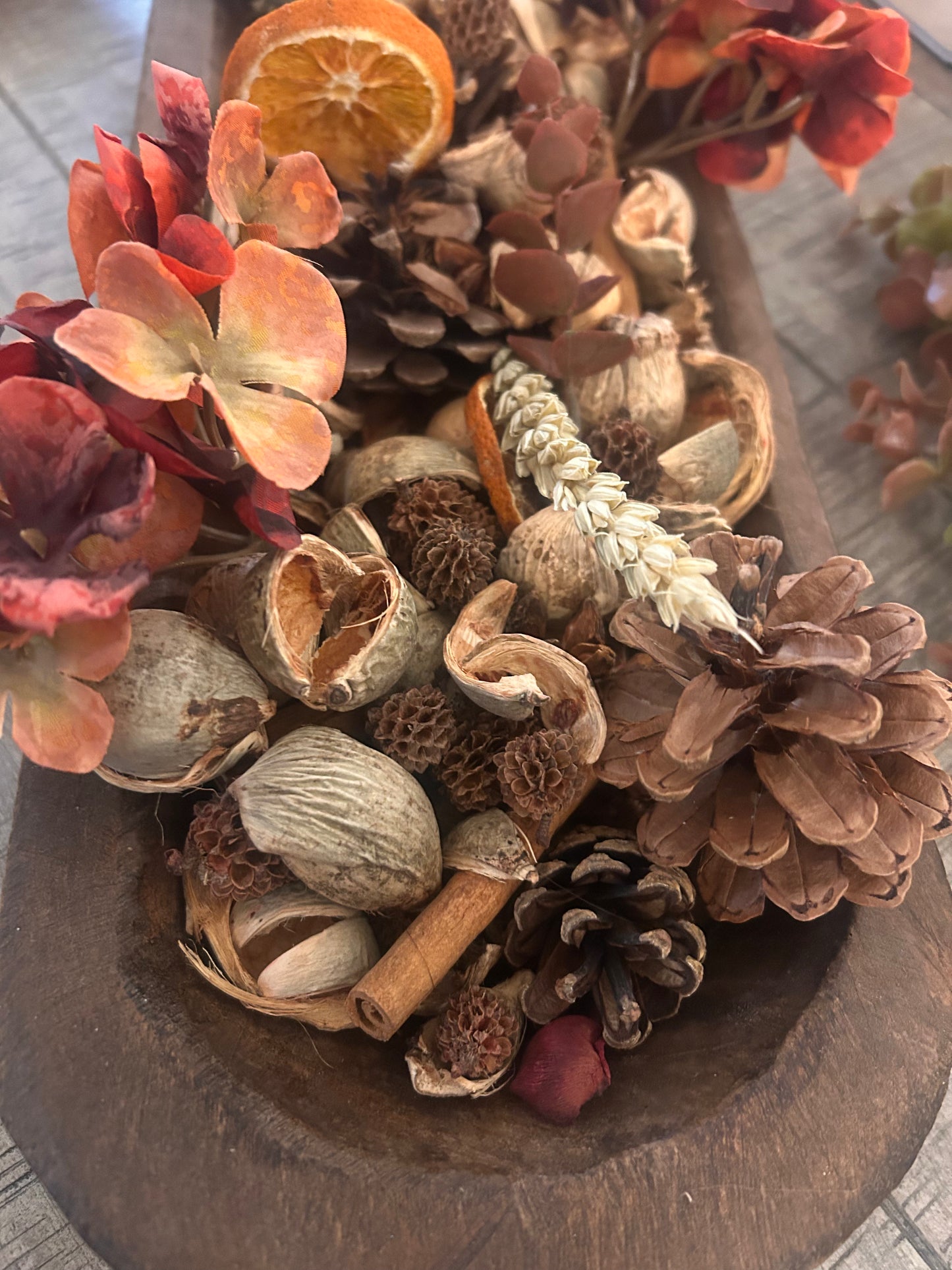 Large Autumn Hydrangea Potpourri Botanical Dough Bowl