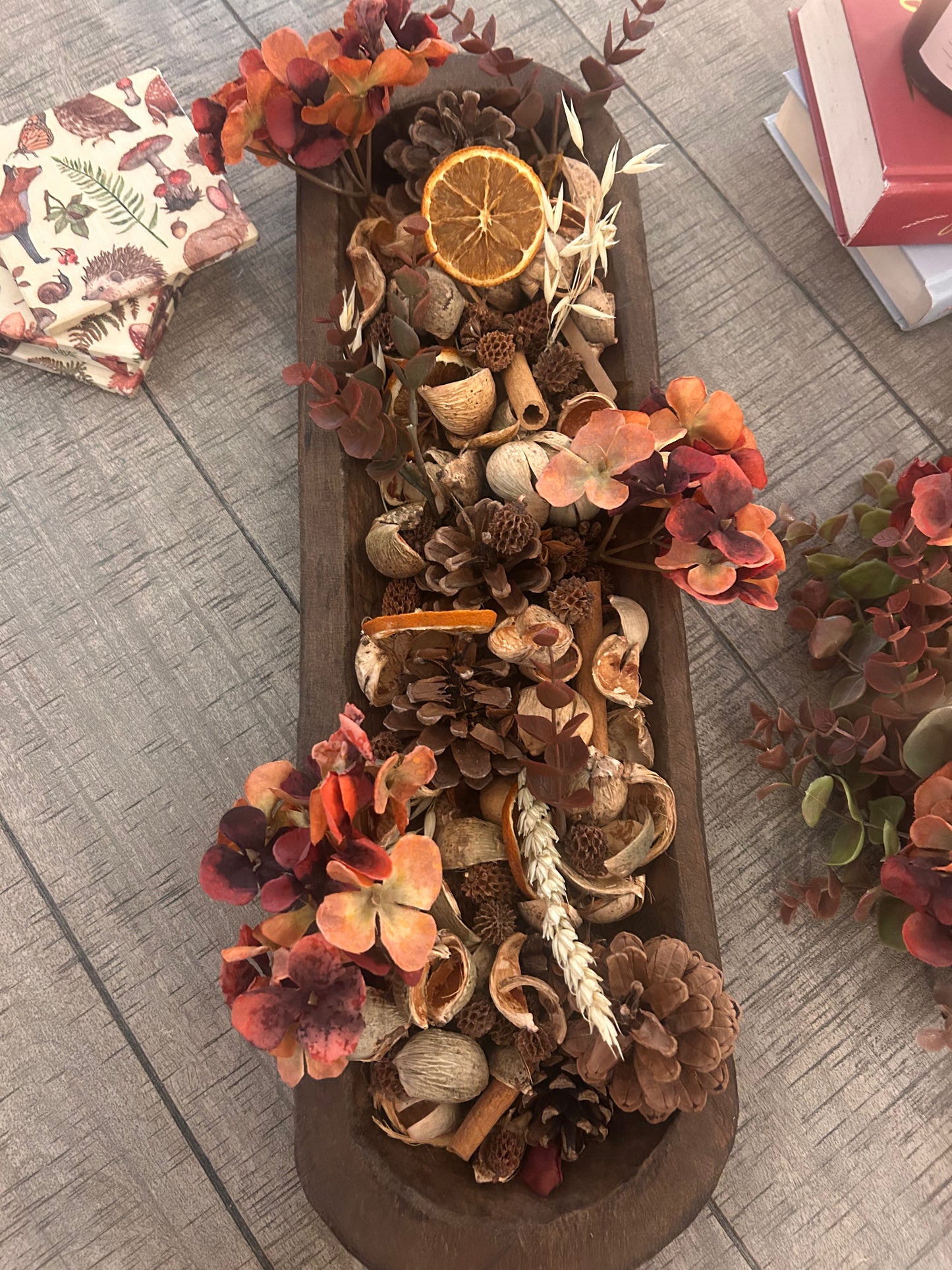 Large Autumn Hydrangea Potpourri Botanical Dough Bowl