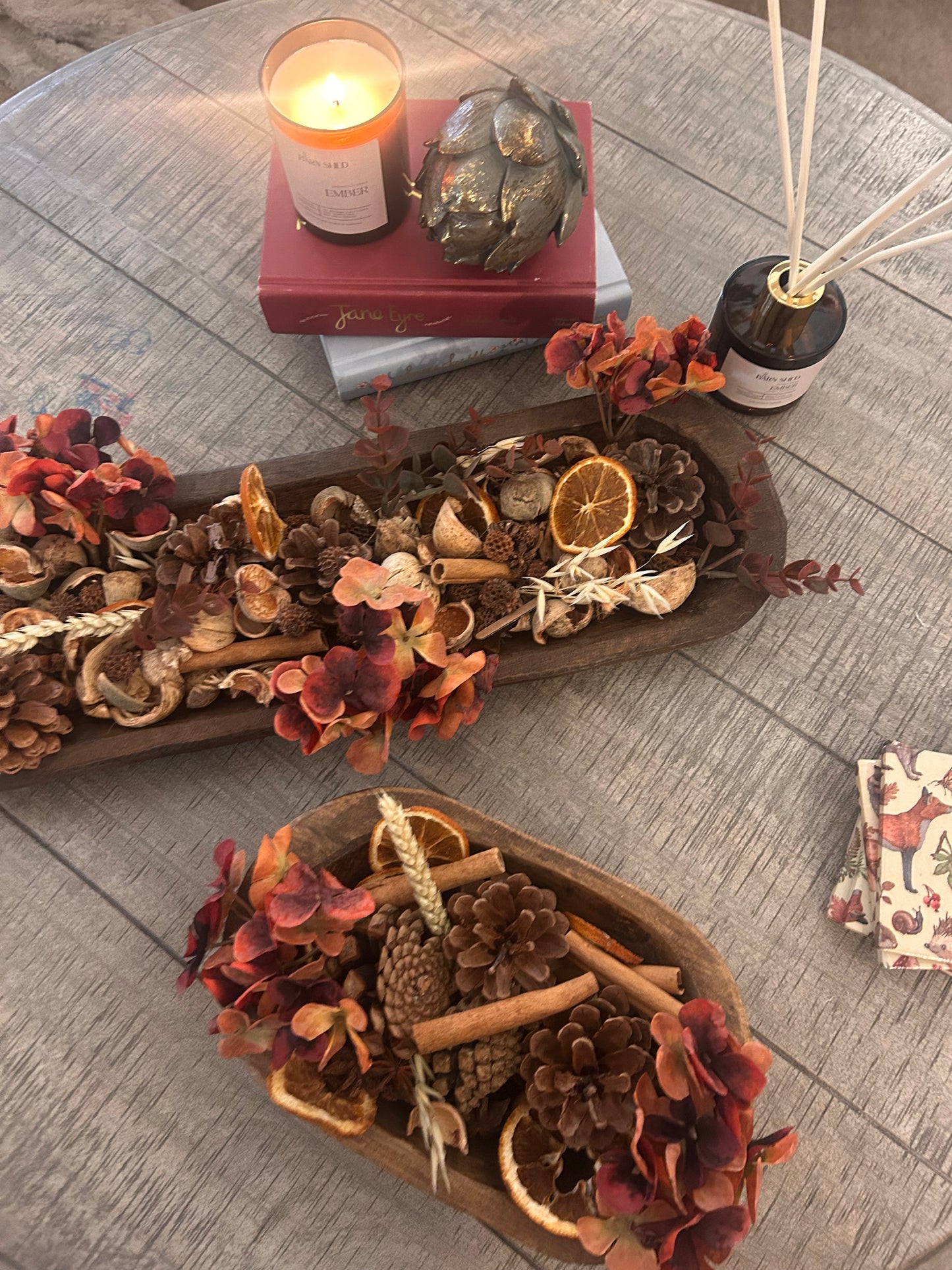 Large Autumn Hydrangea Potpourri Botanical Dough Bowl