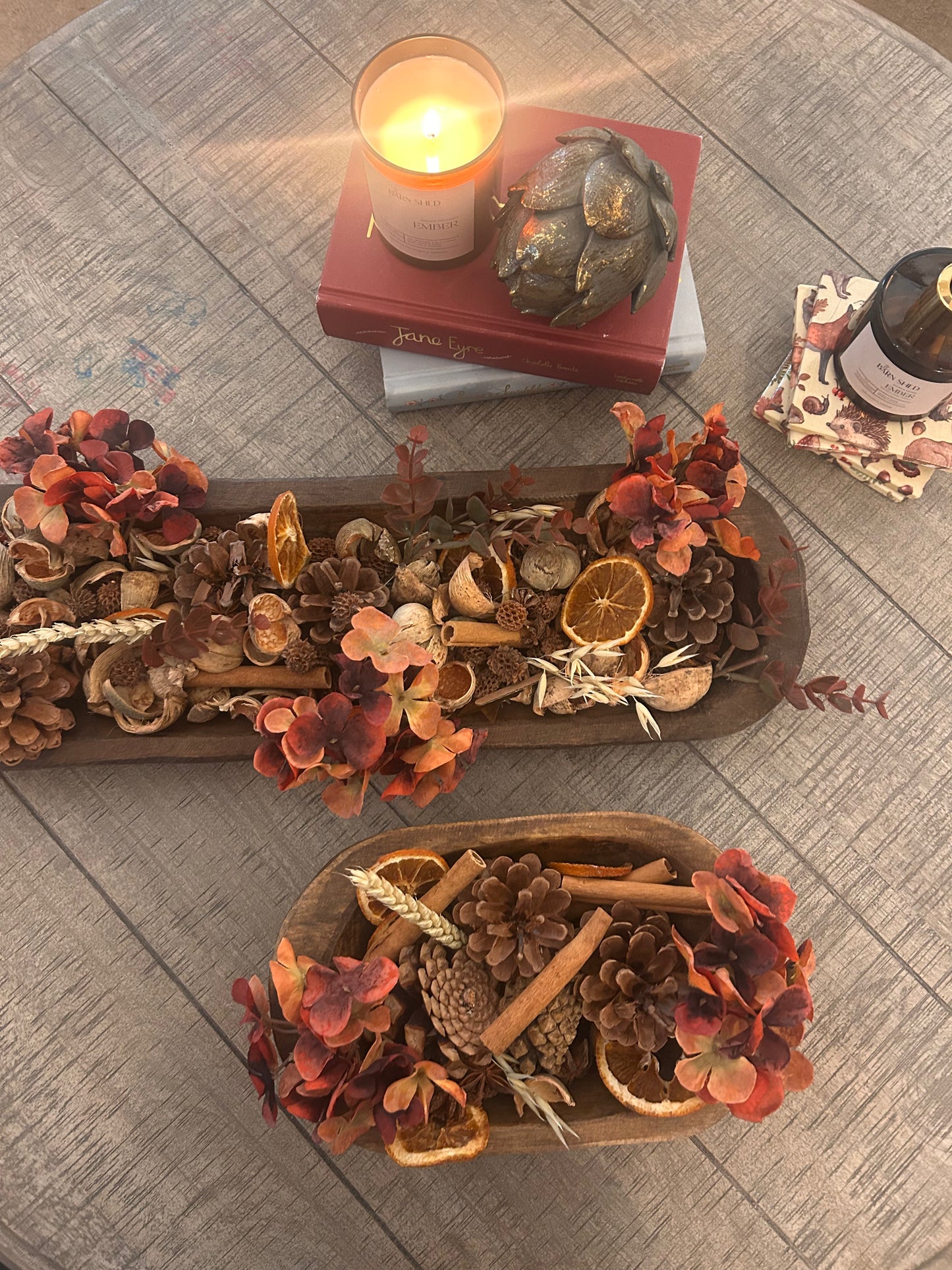 Large Autumn Hydrangea Potpourri Botanical Dough Bowl