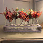 Autumn Hydrangea 5 Bottle Arrangement in Wooden Tray