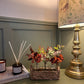 Autumn Hydrangea Three Bottle Arrangement in Woven Basket