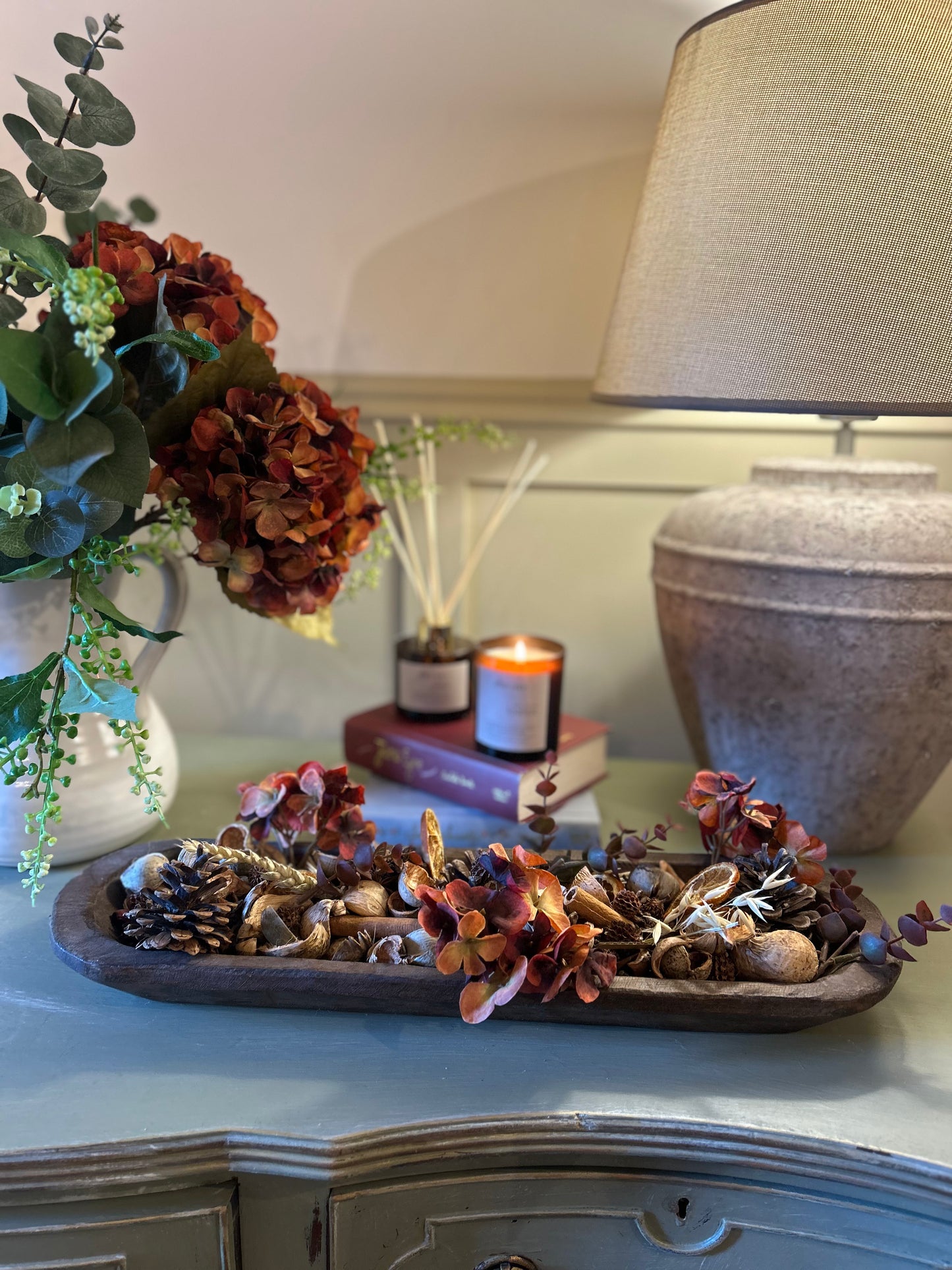 Large Autumn Hydrangea Potpourri Botanical Dough Bowl