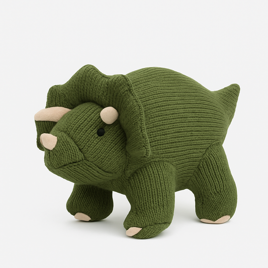 Knitted Triceratops Dinosaur Toy