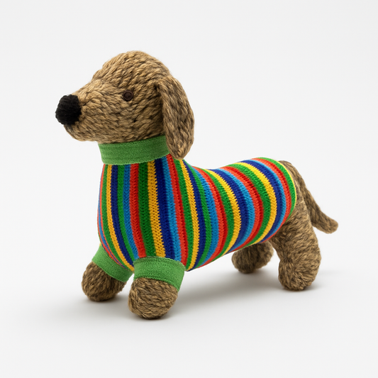 Knitted Sausage Dog Plush Toy