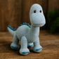 Knitted Organic Cotton Blue Dinosaur Rattle