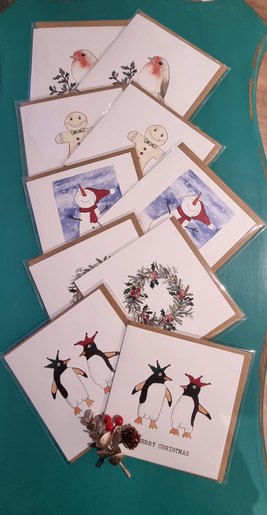 Hand Illustrated Christmas Cards -Pack of 10