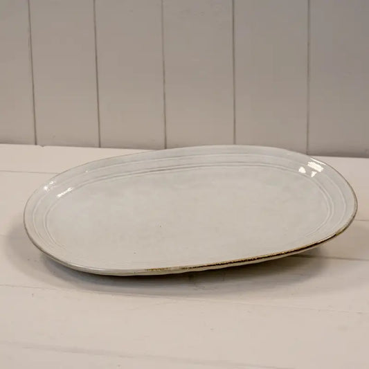 Grey Rustic Ceramic Oval Plate