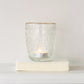 Glass Flower Tealight Holder with Gold Rim