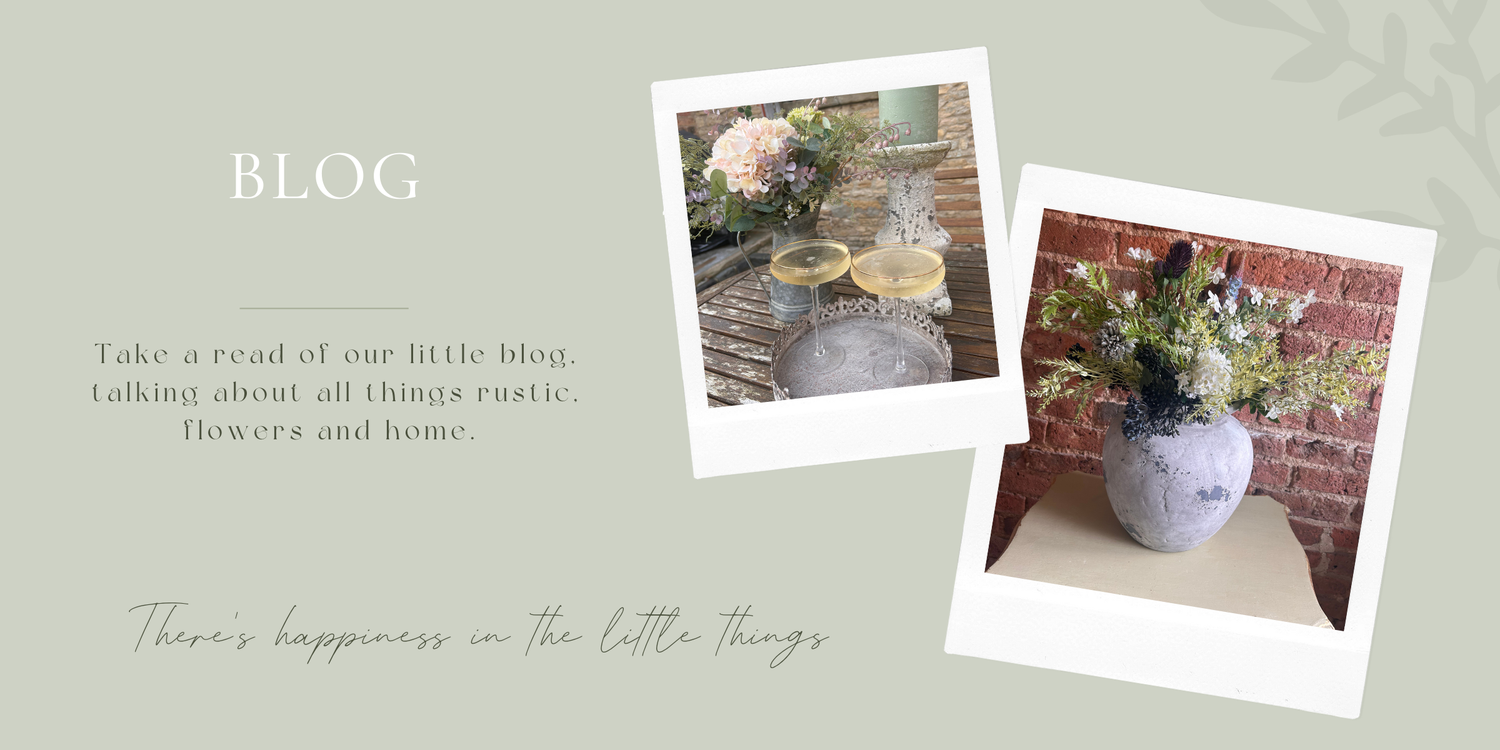 Rustic Country Home -Faux Flowers in cases and country living 