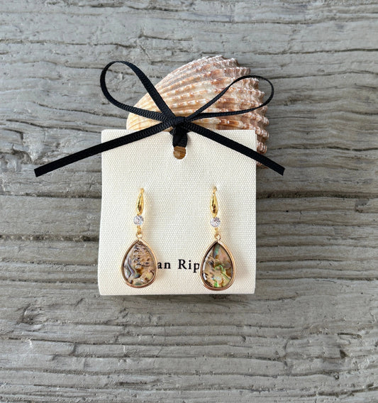 14ct Gold Plated Abalone Shell Drop Earrings