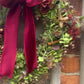 Christmas Hydrangea & Eucalyptus Artificial Wreath -Burgundy Velvet Ribbon