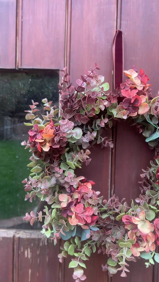Autumn Hydrangea & Eucalyptus Artificial Wreath