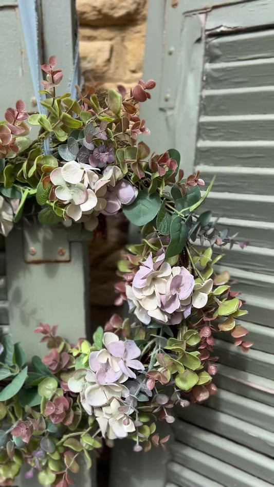 Blue Hydrangea & Eucalyptus Artificial Wreath