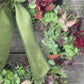 Christmas Hydrangea & Eucalyptus Artificial Wreath -Olive Green Velvet Bow