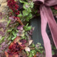 Christmas Hydrangea & Eucalyptus Artificial Wreath -Dusty Pink Velvet Ribbon
