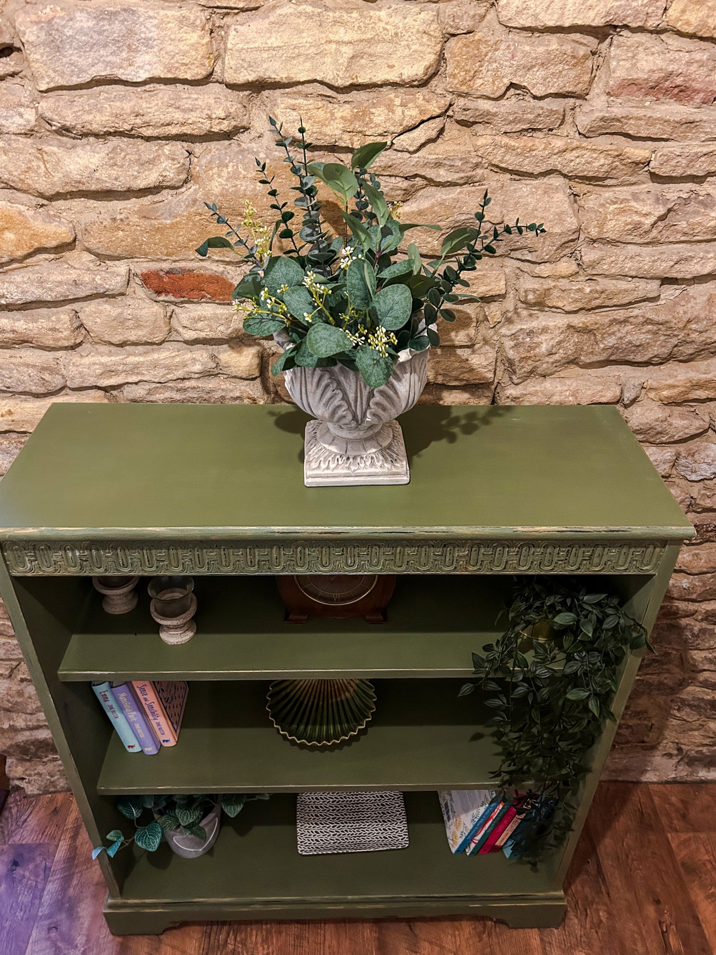 Country Refurbished Bookcase in Olive - The Barn Shed