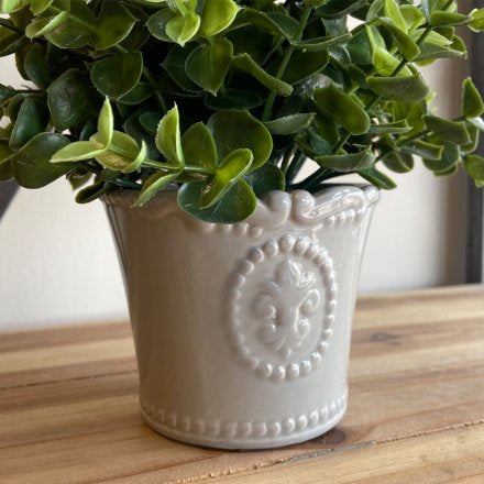 Grey Fleur De Lis Pot - The Barn Shed